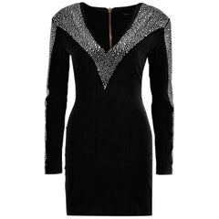 Balmain Crystal Embellished Velvet Mini Dress