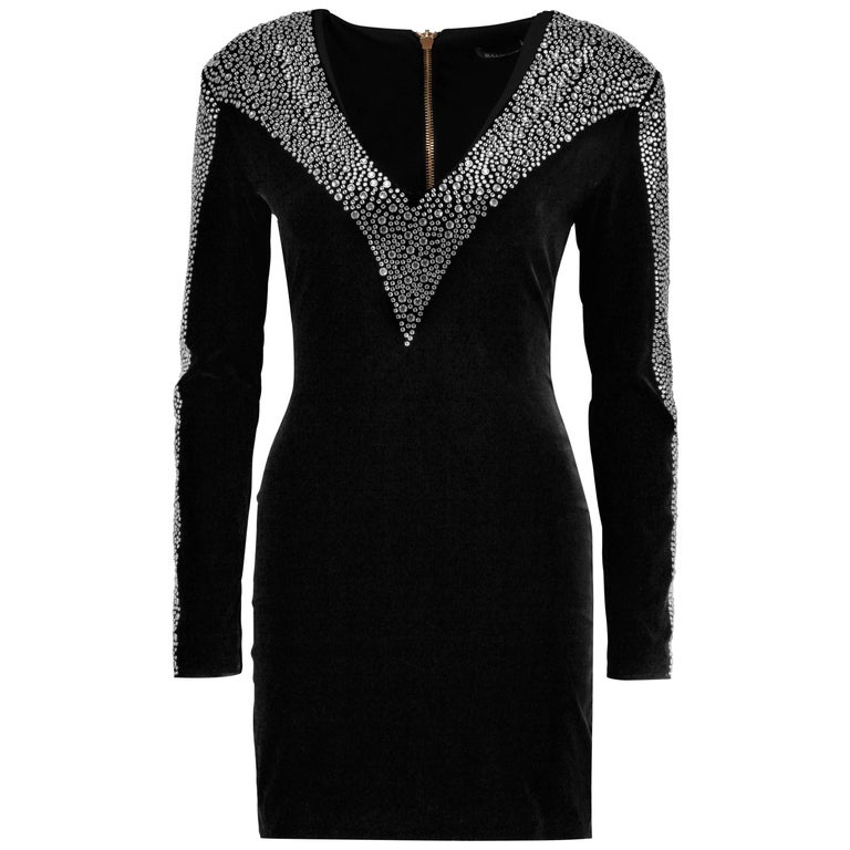 Afstemning titel Begrænse Balmain Crystal Embellished Velvet Mini Dress For Sale at 1stDibs | balmain  velvet dress, balmain crystal dress, crystal embellished dress