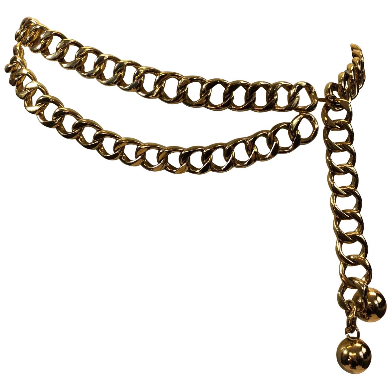 Chanel Gold Tone Chain Belt For Sale