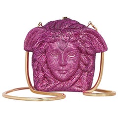 VERSACE Medusa pink magenta crystal-embellished shoulder bag clutch
