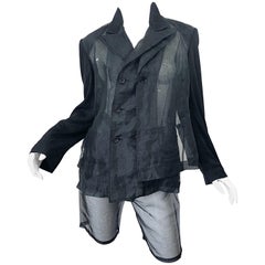 Comme Des Garcons 1990s Rare Sheer Vintage 90s Double Breasted Blazer and Shorts