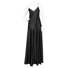A 1990s Vintage Halston Black Silk Slip Dress S