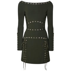 Elie Saab Eyelet-Embellished Stretch-Knit Mini Dress