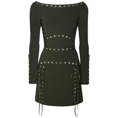 Used Elie Saab Eyelet-Embellished Stretch-Knit Mini Dress 