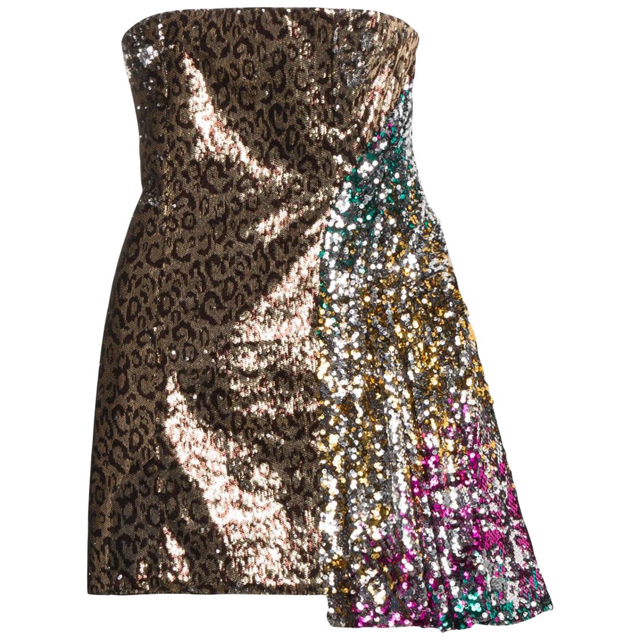 Halpern Sequin Embellished Strapless Dress