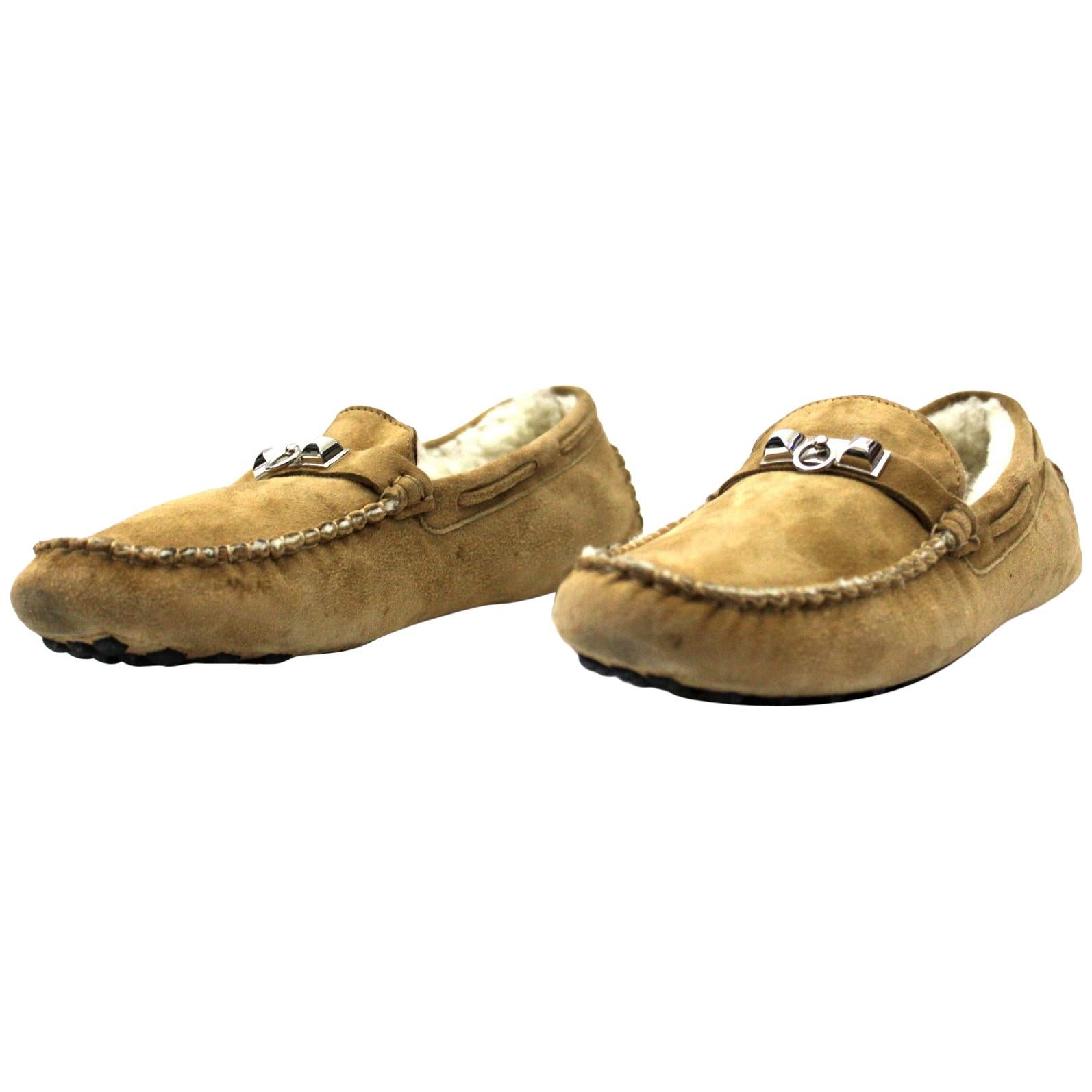 Hermes Beige Sable Oran sandals For Sale at 1stDibs
