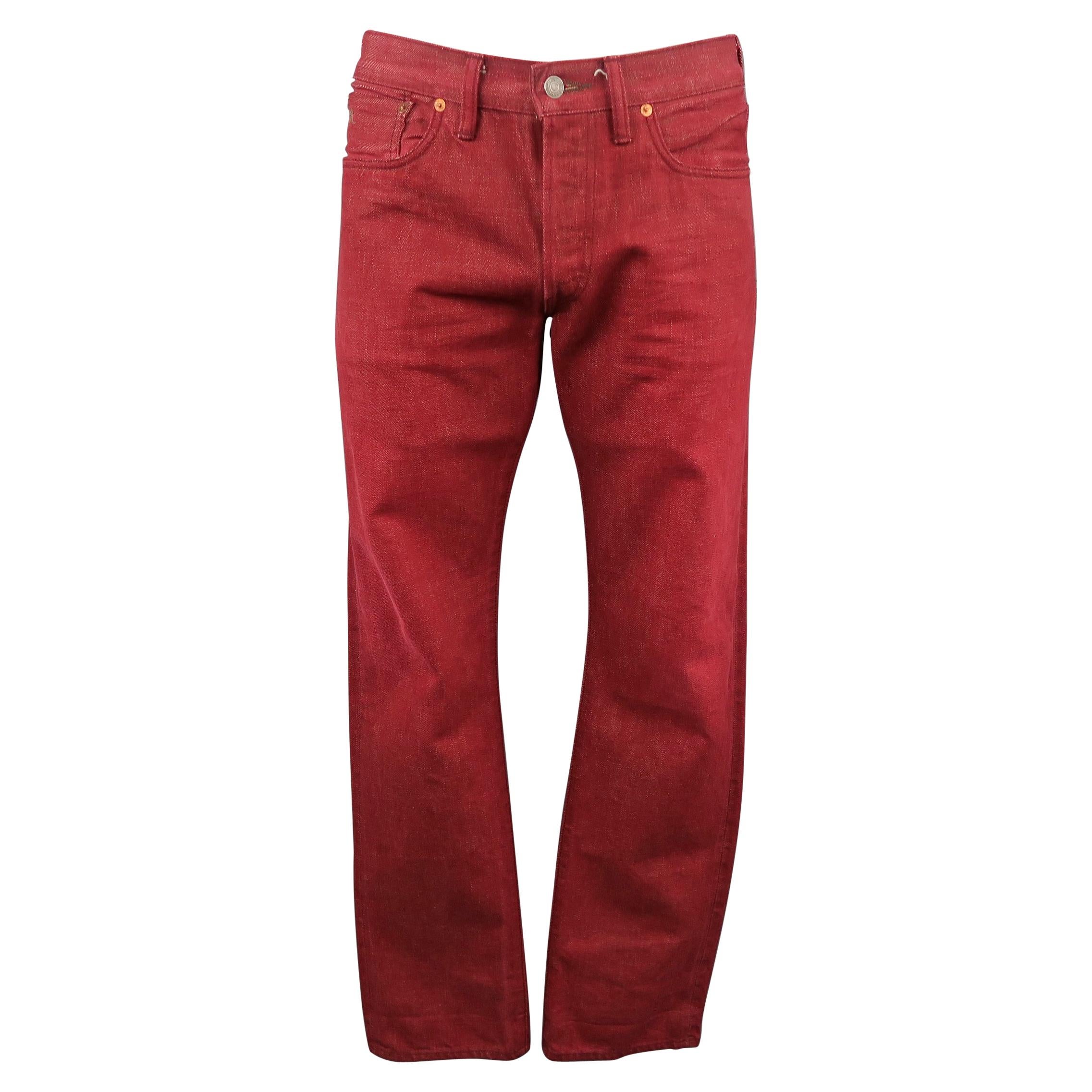 RRL by RALPH LAUREN Size 33 Red Selvedge Denim Jeans