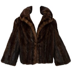 Vintage Mahogany Mink Chubby Fur Jacket with Oversize Collar, 1956