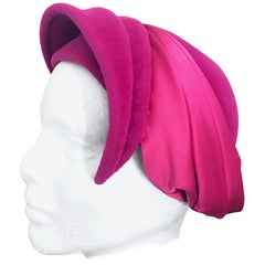 1950s Elsa Schiaparelli Shocking Hot Pink Rare Velvet Vintage Avant Garde Hat