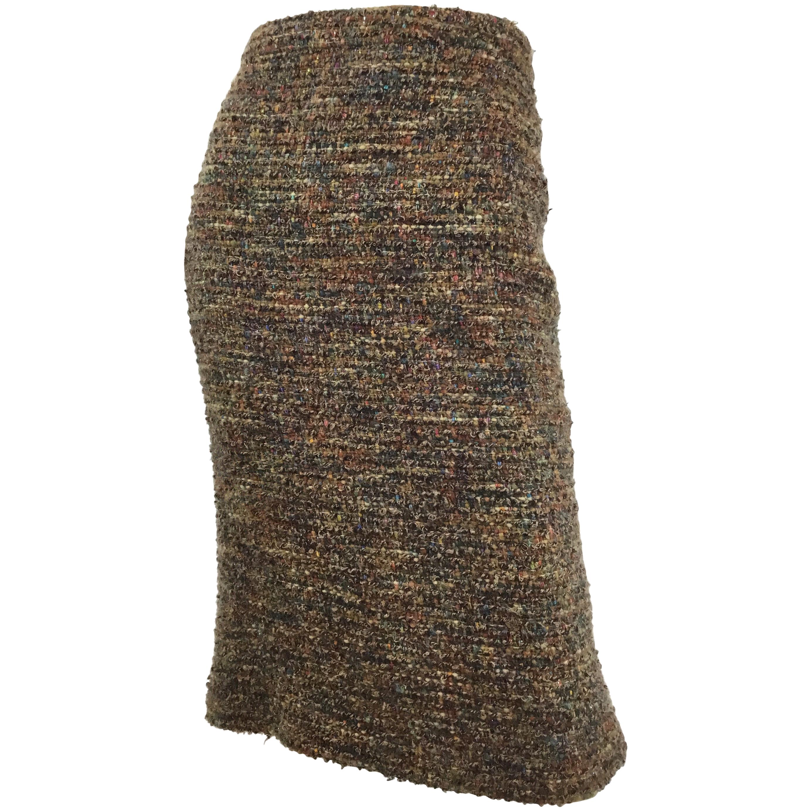 Chanel Fantasy Tweed Skirt with Fishtail Hem For Sale