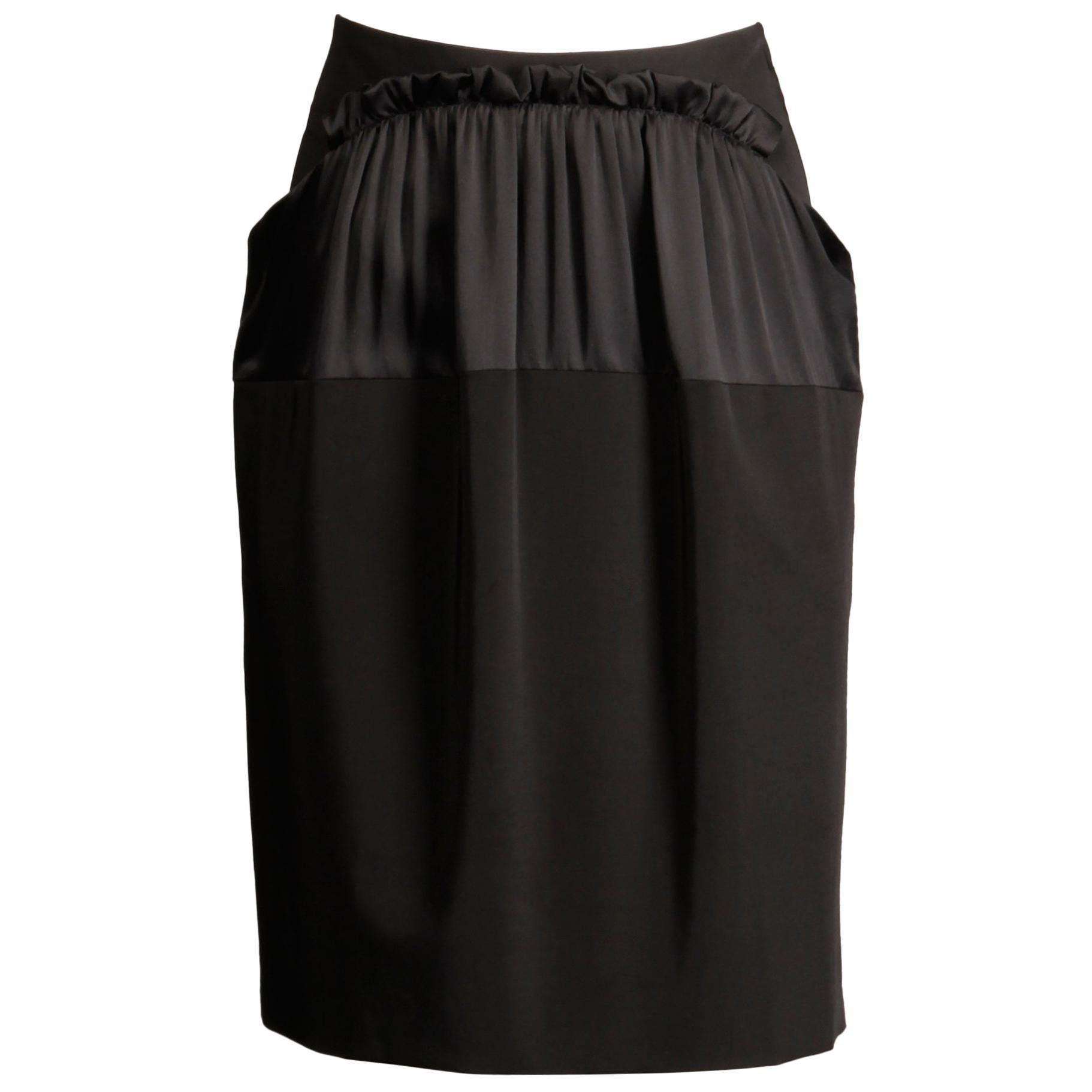 2000s Philosophy di Alberta Ferretti Black Ruffle Ruched Skirt For Sale