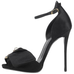 Giuseppe Zanotti NEW Black Satin Gold Safety Pin Evening Sandals Heels in Box