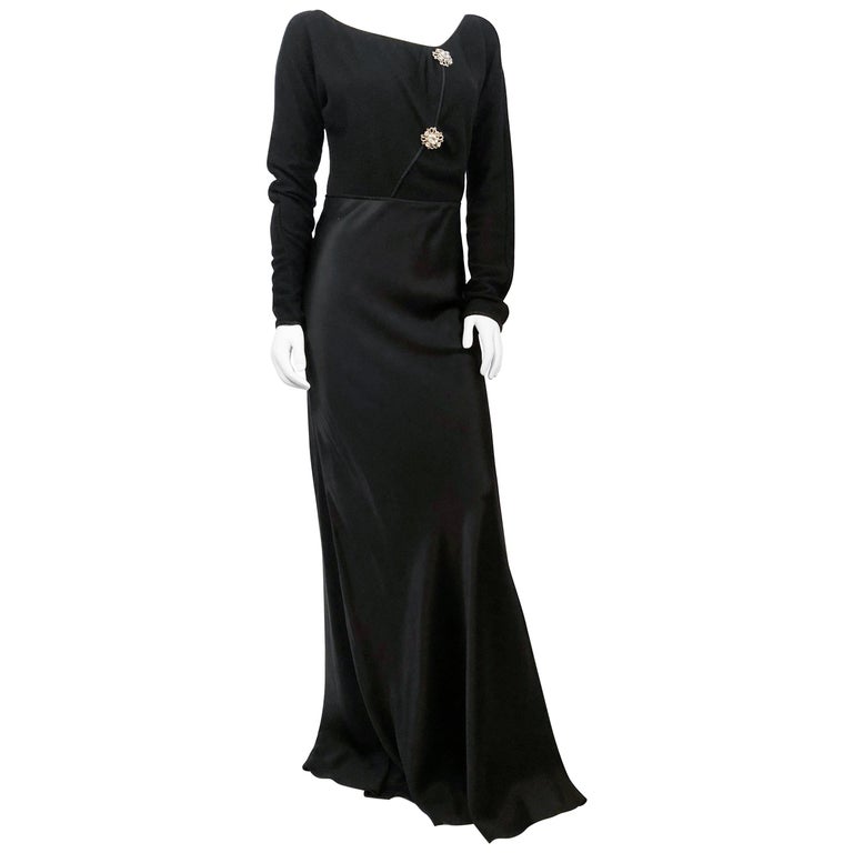 1990s Donald Deal Black Knit and Satin Dress For Sale at 1stDibs