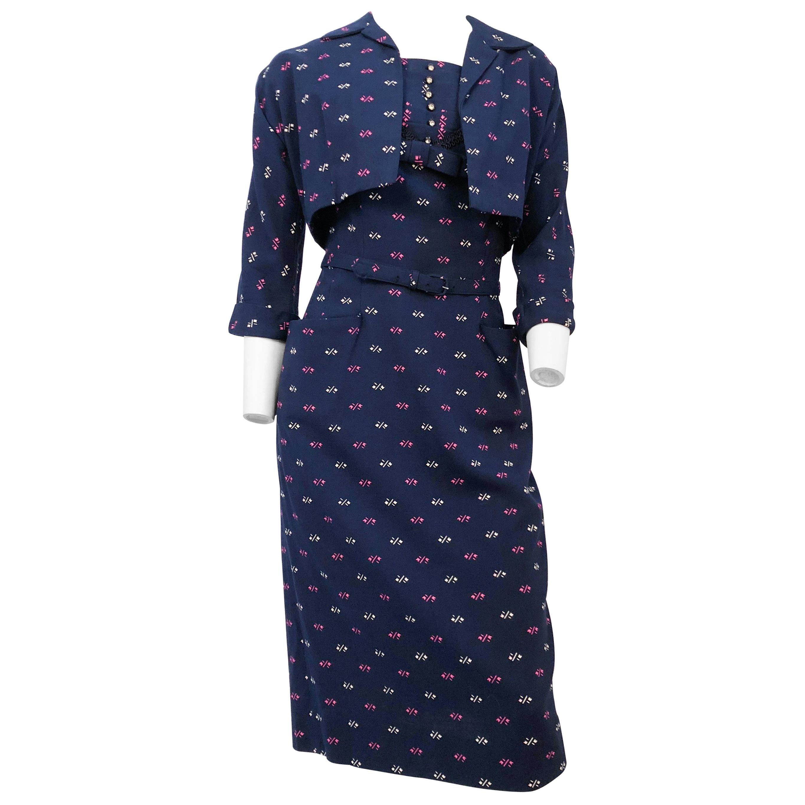 1950s Navy Printed Set For Sale
