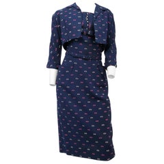 Vintage 1950s Navy Printed Set