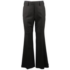 GUCCI Size 31 Black Herringbone Wool Dress Flared Pants