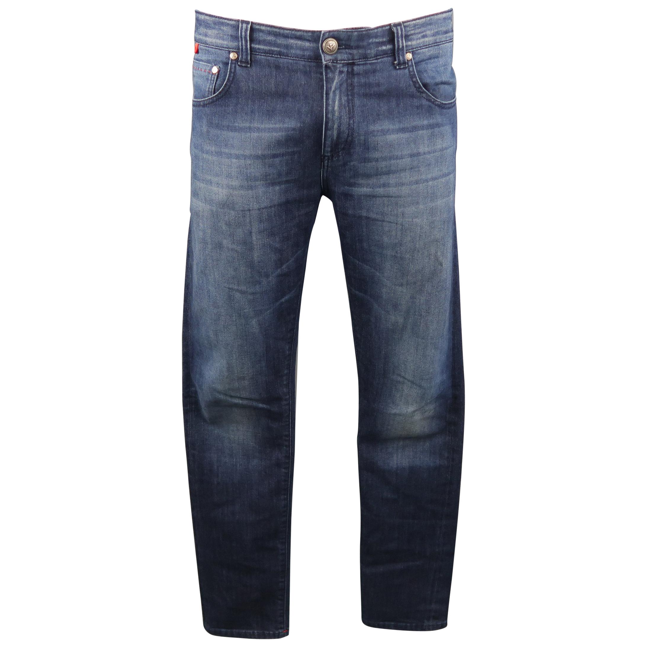 ISAIA Size 34 Indigo Wash Selvedge Denim Jeans
