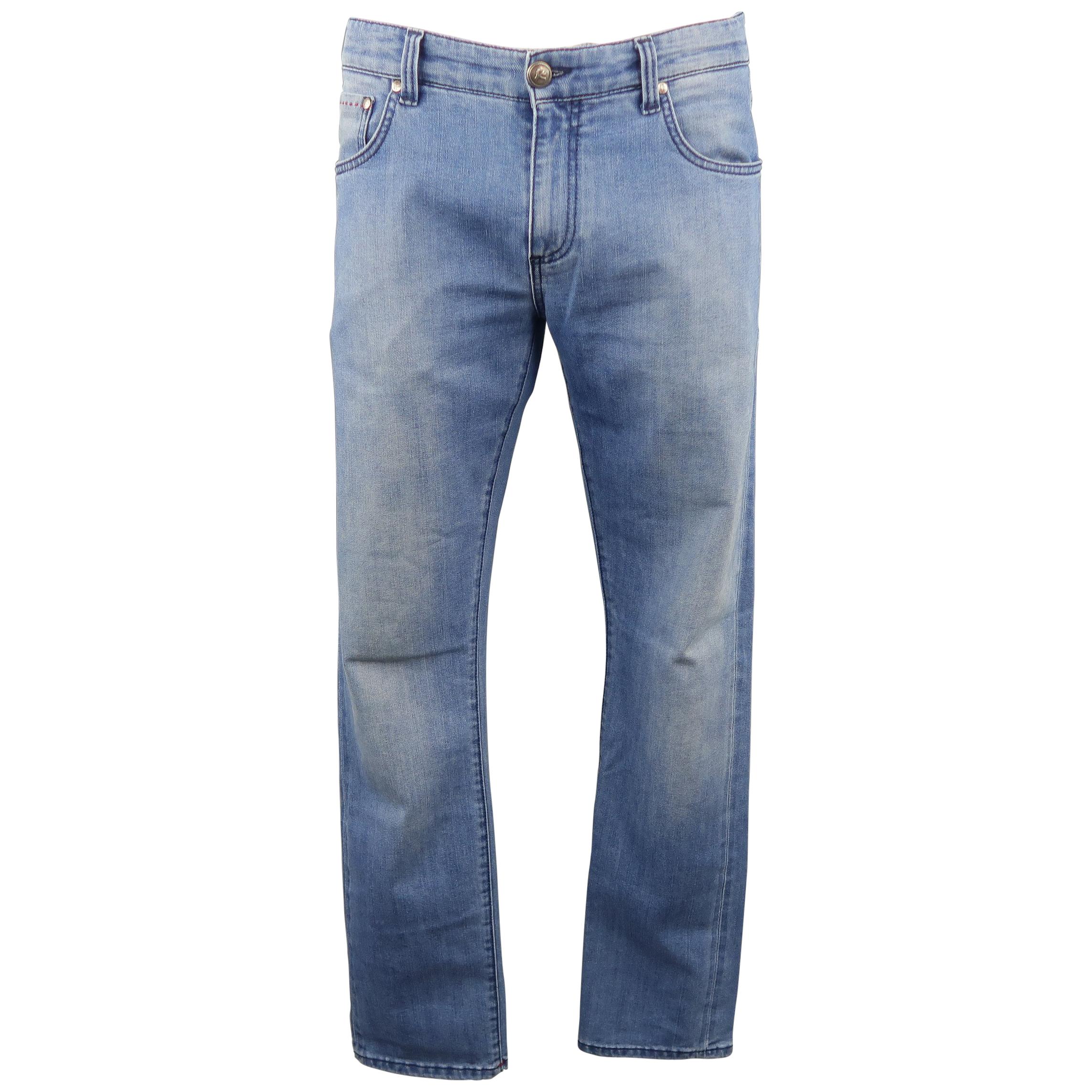  ISAIA Size 34 Blue Wash Selvedge Denim Jeans