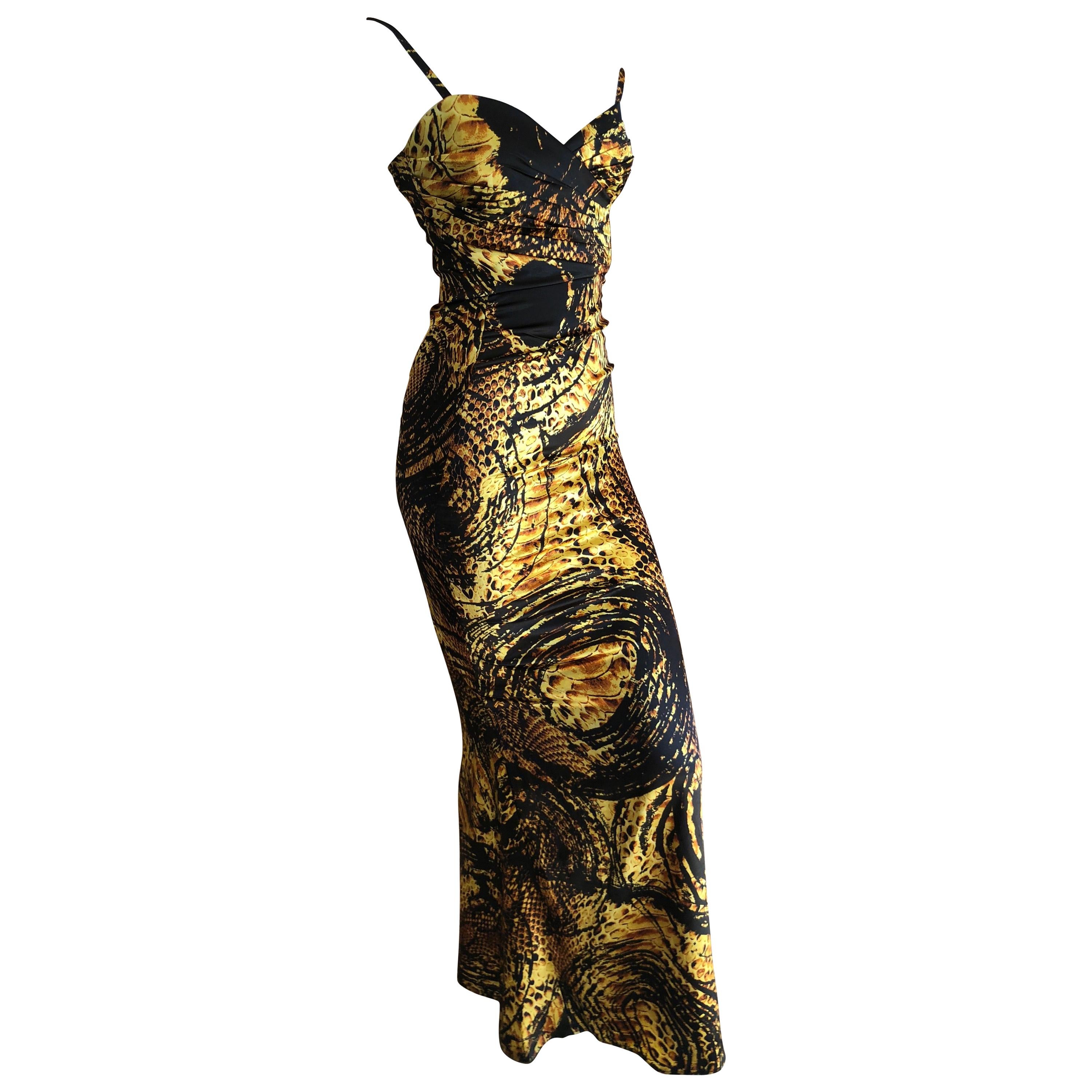 Roberto Cavalli Reptile Print Evening Dress for Just Cavalli For Sale