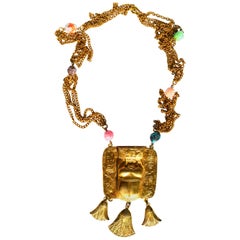 Retro KJL Egyptian Revival Scarab Necklace 