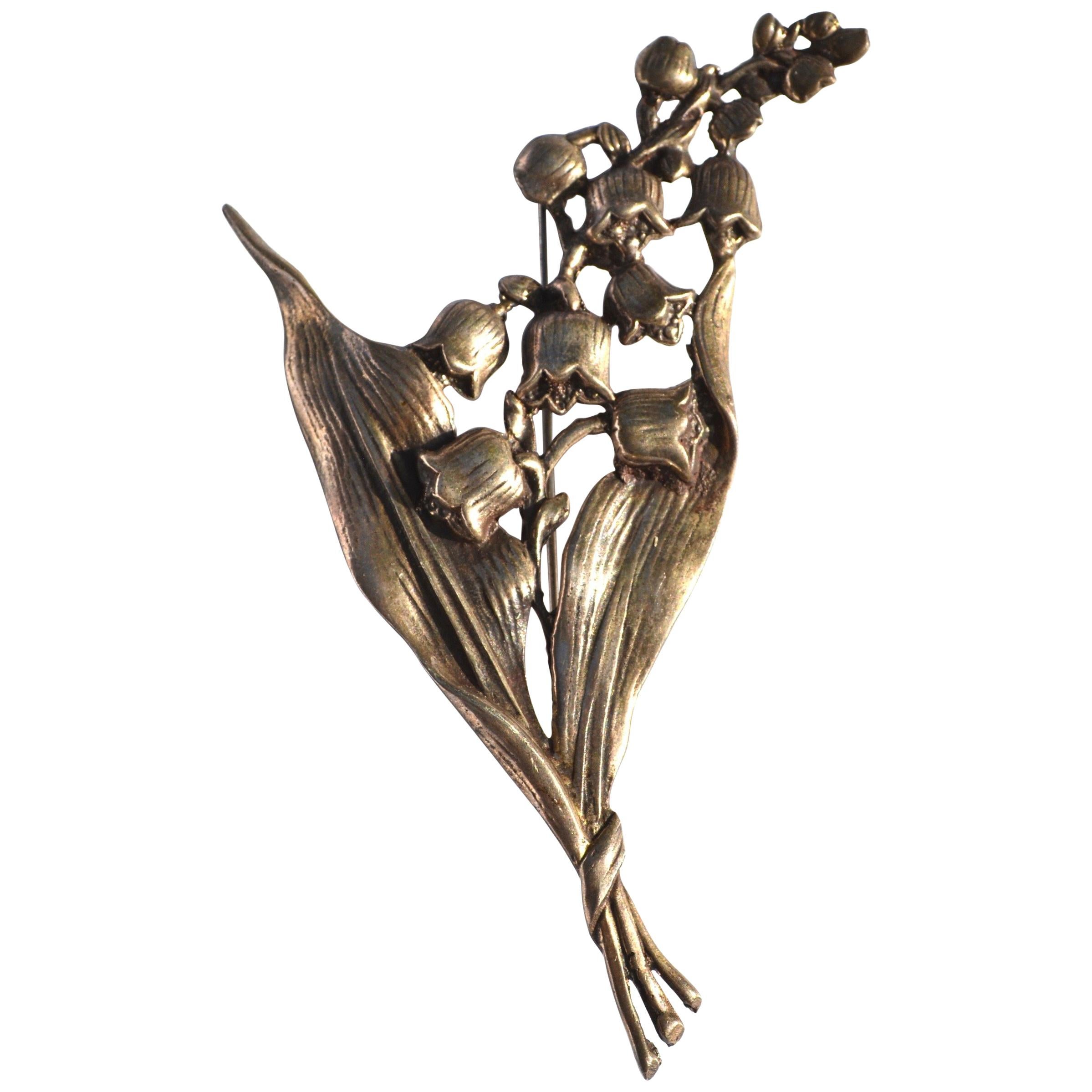 Antique Lily Sterling Brooch  For Sale