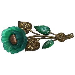 Vintage Green Floral Brooch