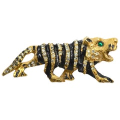 Vintage 1960s Signed Kenneth Jay Lane K.J.L.Tiger Brooch