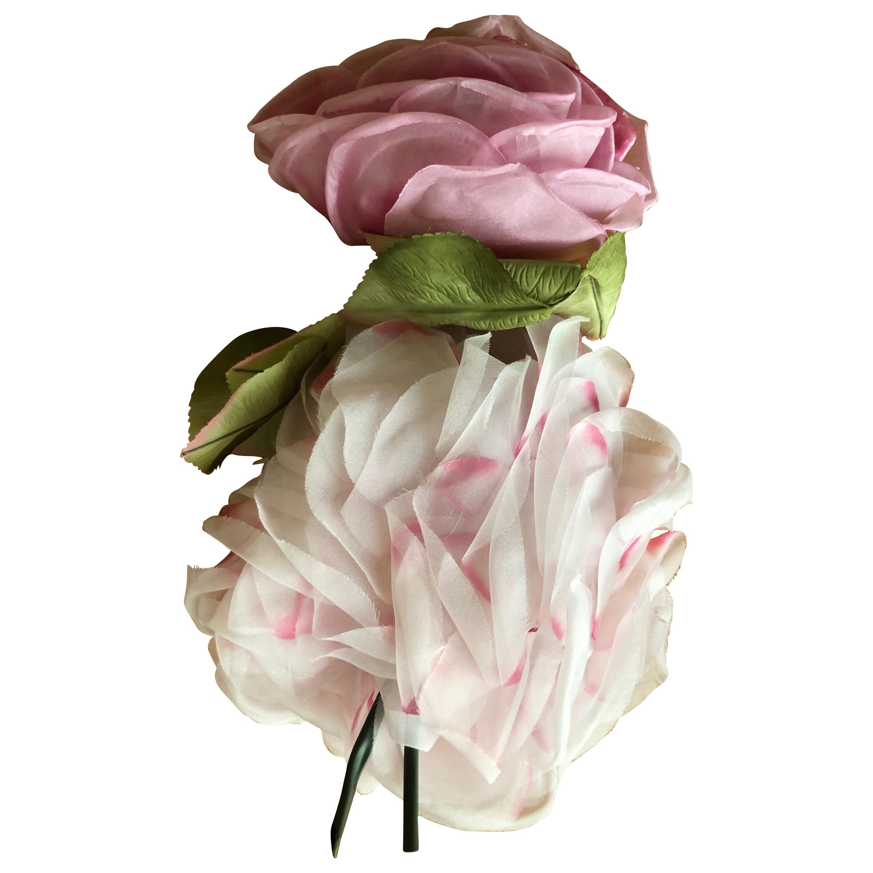I. Magnin 1950's Millinery Floral Fascinator Deadstock Unworn For Sale