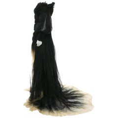 New Alexander McQueen Runway S/S 2011 Ombré Off-Shoulder Dress Gown 38 