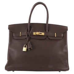 Hermes Birkin Handbag Havanne Evergrain With Gold Hardware 35
