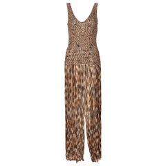 Salvatore Ferragamo Ombre Knit Seide ärmelloses Maxikleid mit Fransen
