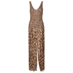 Salvatore Ferragamo Ombre Knit Silk Sleeveless Fringe Maxi Dress