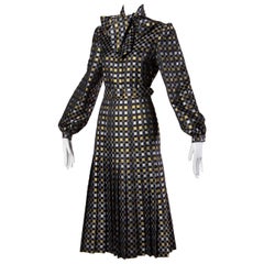1970er Jill Richards Vintage Metallic kariertes 4-teiliges Kleid-Ensemble aus Brokat