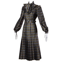 1970s Jill Richards Vintage Metallic Checkered Brocade 4-Piece Dress Ensemble