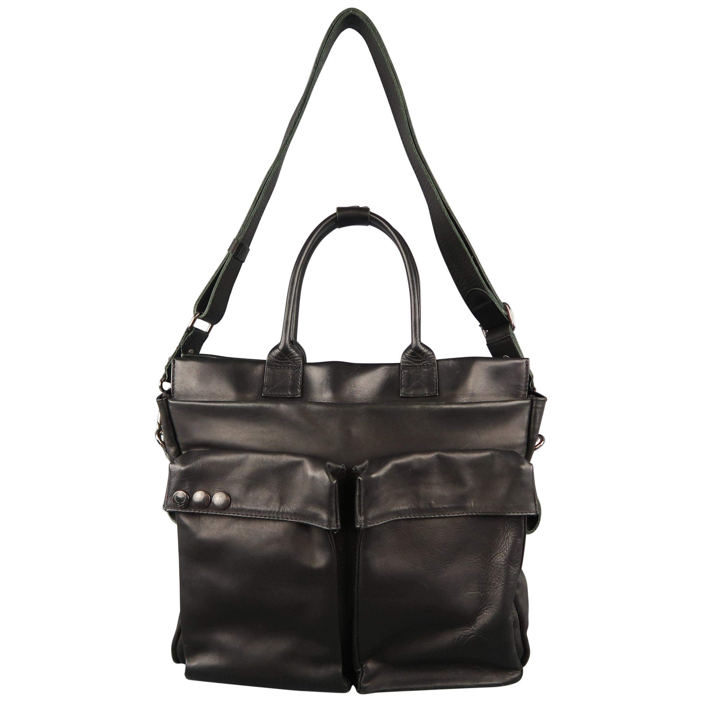 SURFACE TO AIR Black Leather Cargo Bag