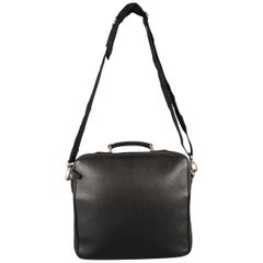 AGNES B. Black Leather Laptop Bag Briefcase