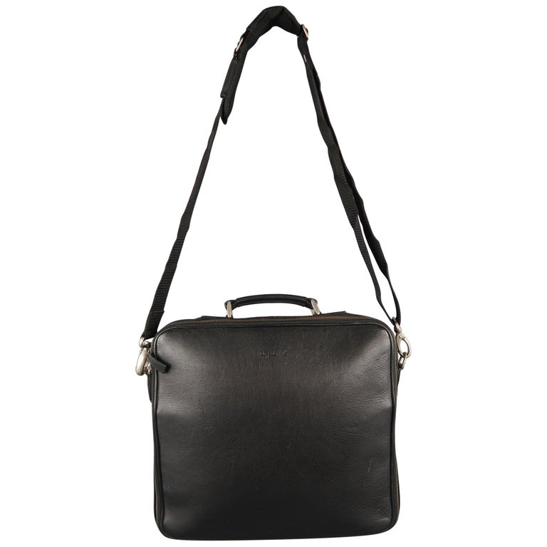 AGNES B. Black Leather Laptop Bag Briefcase at 1stDibs