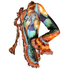 Jean Paul Gaultier Maille Femme Vintage Ruffle Face Print Cardigan Sweater