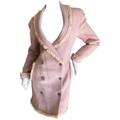 Christian Dior by John Galliano Autumn 1997 Pink Boucle Fringed Coat Dress