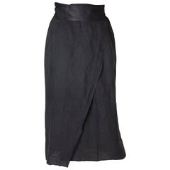 Retro Versace Linen and Leather Wraparound Skirt
