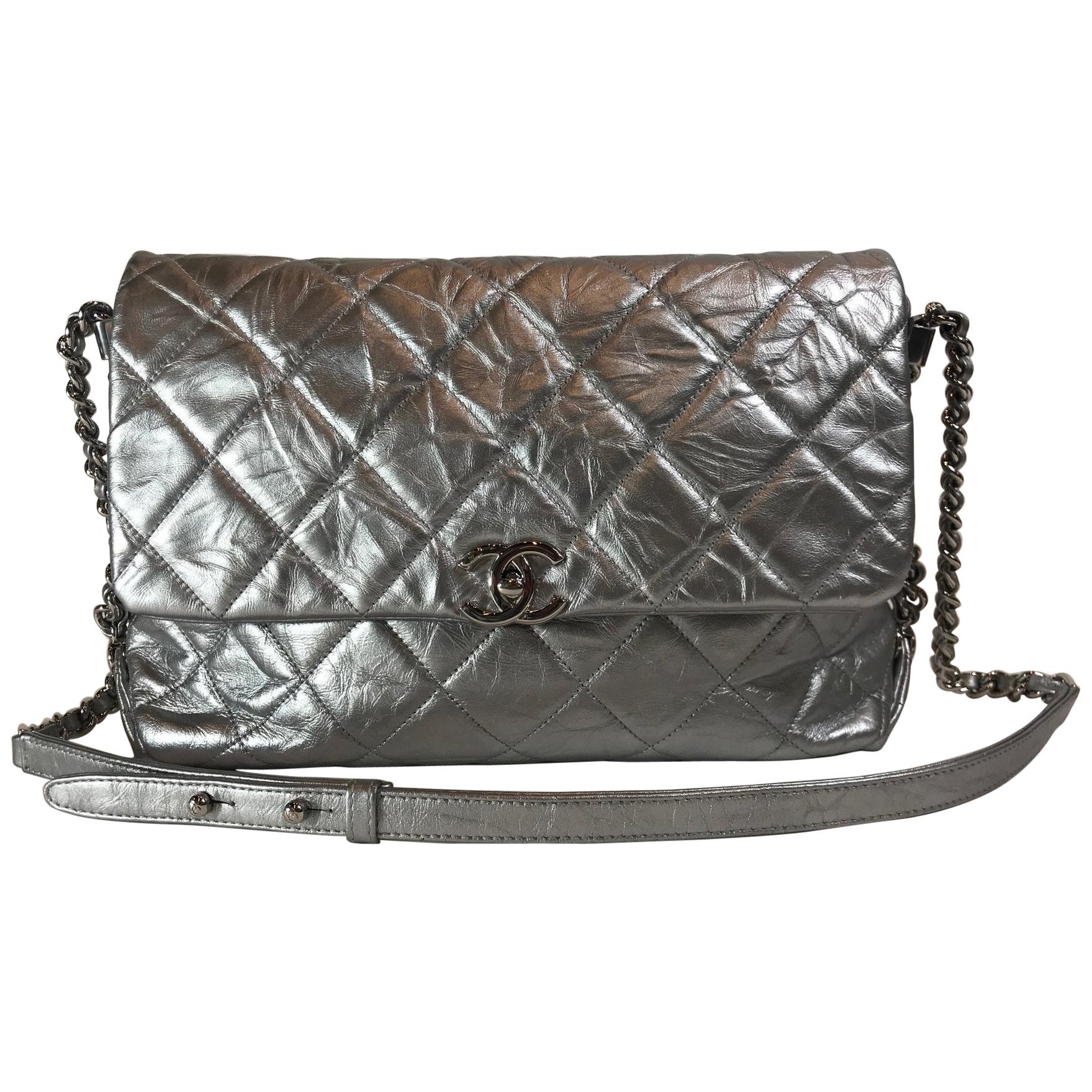 Chanel Metallic Crumpled Calfskin Big Bang Flap Bag For Sale