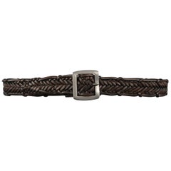 JOHN VARVATOS Size 36 Brown Leather Braided Belt