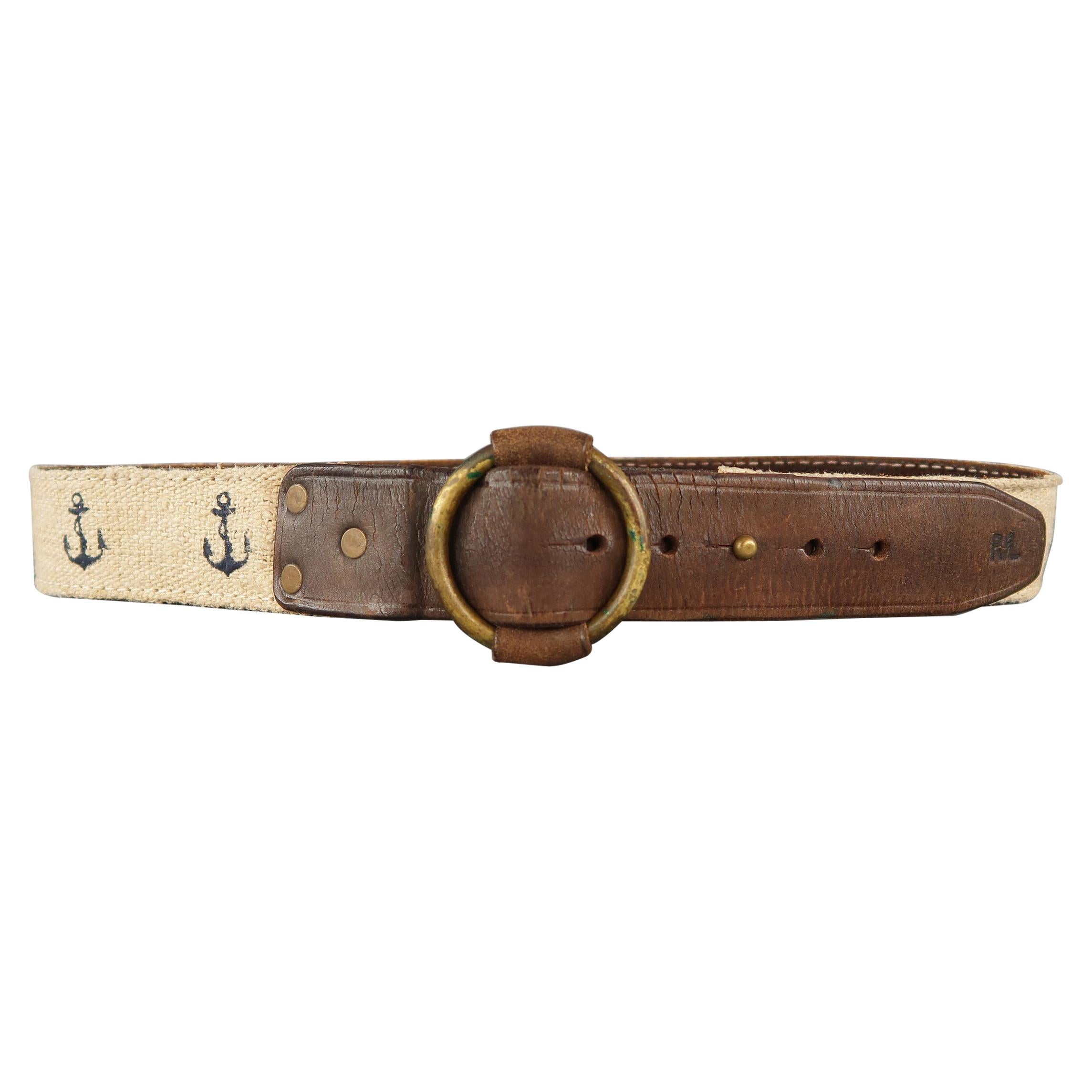 RRL by RALPH LAUREN Size 32 Brown Leather Rope Belt