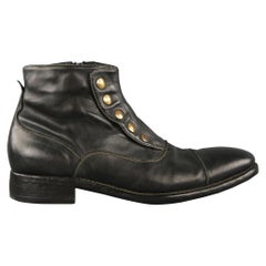 Vintage CALZOLERIA HARRIS Size 10 Black Contrast Stitch Leather Boots