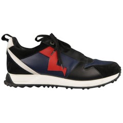 FENDI Size 10 Black & Navy Color Block Leather Sneakers