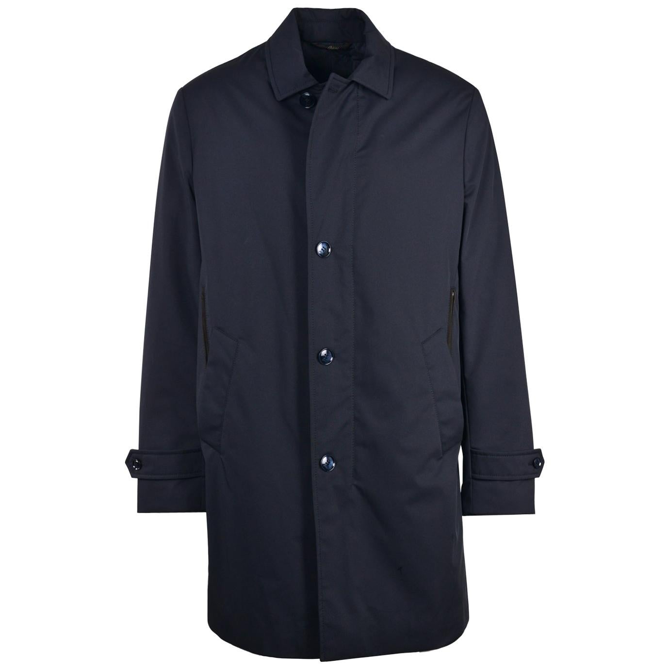 NWT RTL$4350 Brioni Mens Navy Water Proof Trench Coat Sz L For Sale