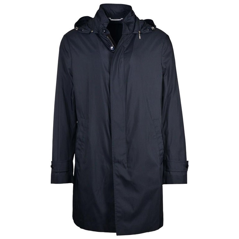 NWT RTL$4350 Brioni Mens 'Caban' Grey Rain Coat w/ Hood Sz M For Sale ...