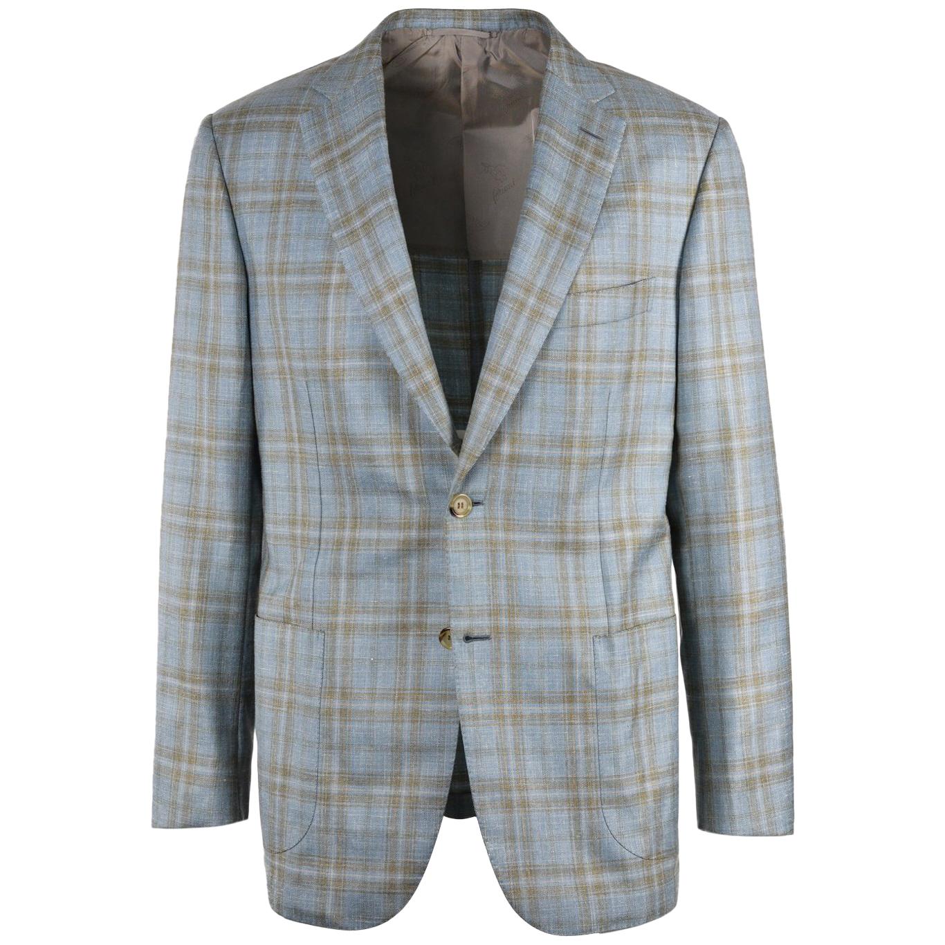 Brioni Men Blue Checkered Wool Brunico Sportcoat 50 R EU 40 NWT$6150 For Sale