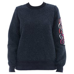 Chanel 17B Navy Textured Shimmer Gabrielle Coco Pullover Top