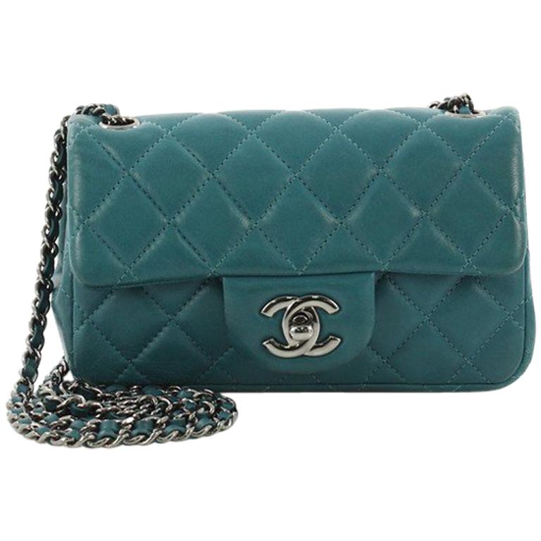 Chanel Cross-body timeless extra mini flap bag Green Leather ref